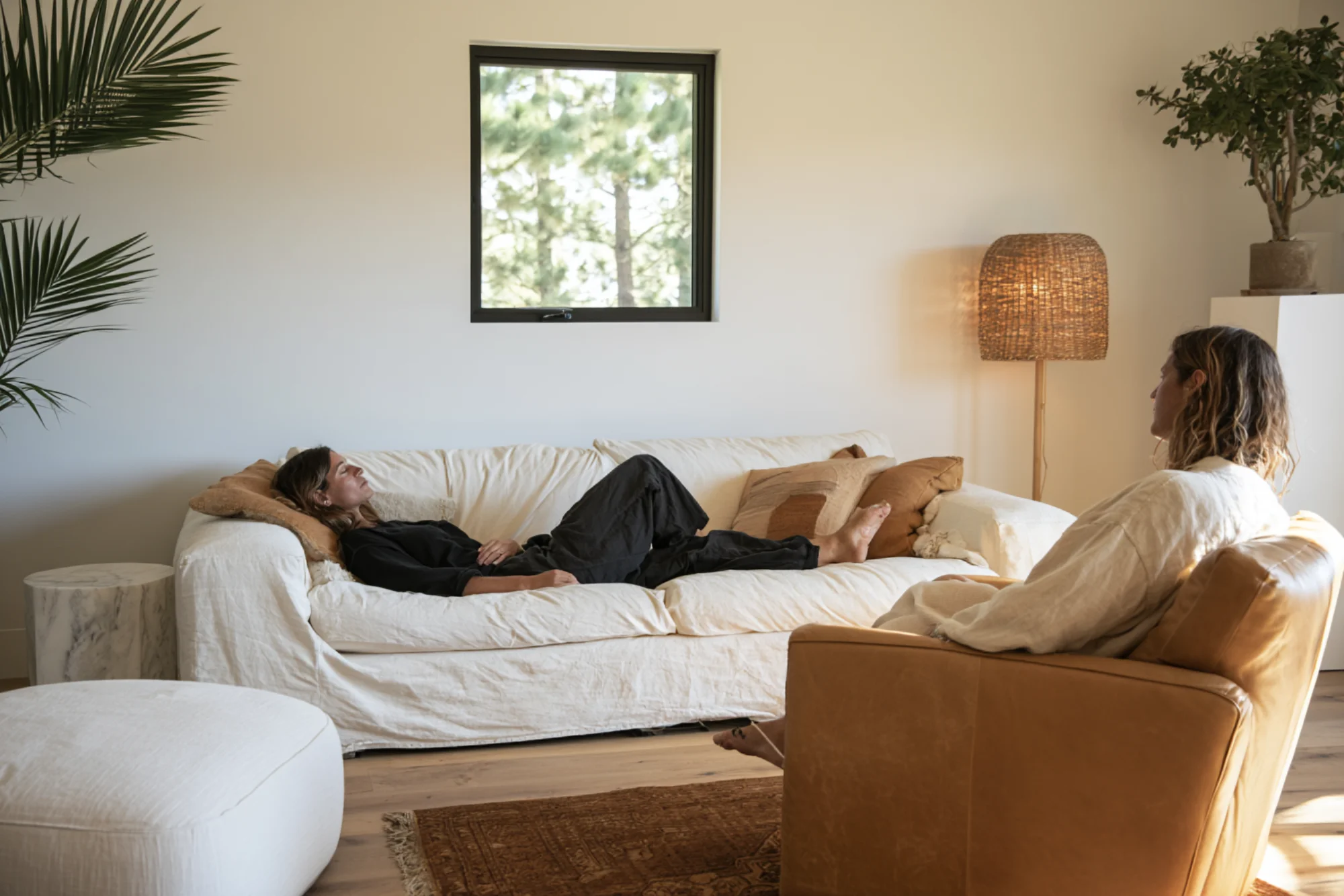 A comfortable, intentionally designed psilocybin session room at Zephyr Collective